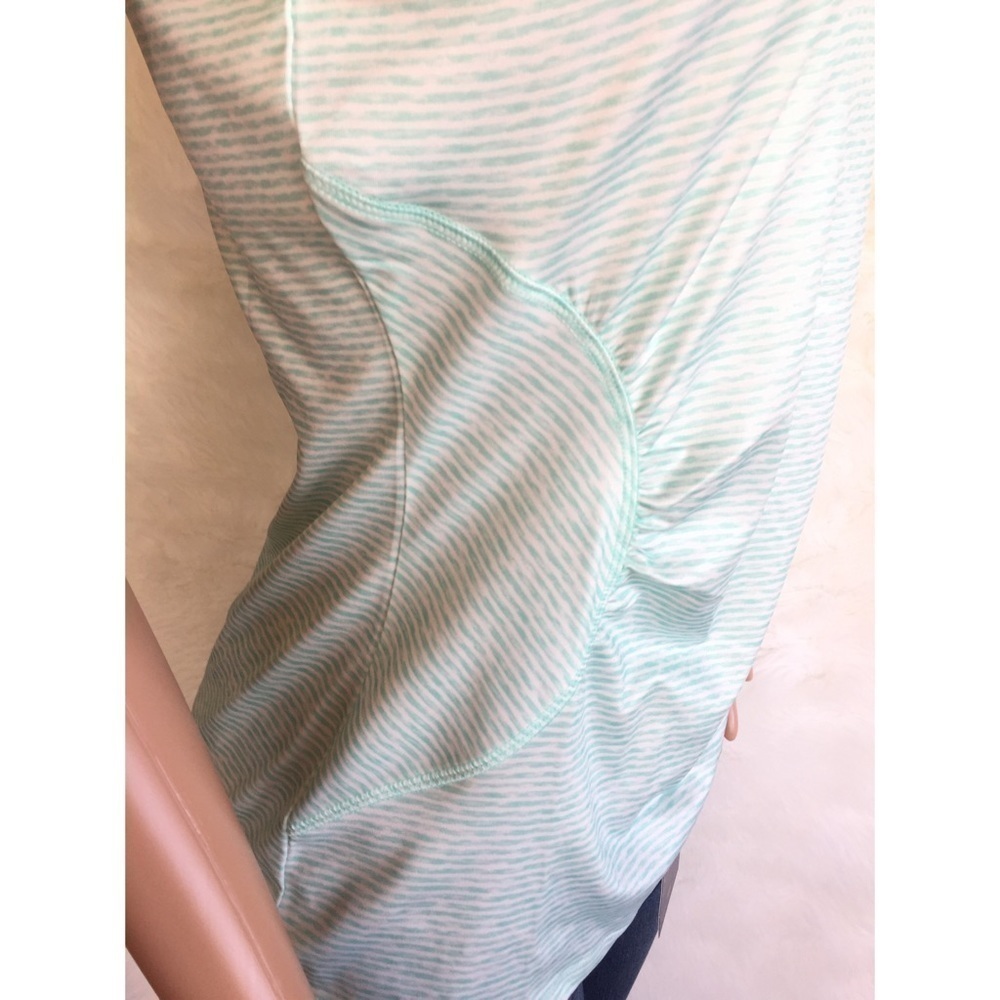 RBX Teal & White Stripe Side Pleat Athletic Tank Top - Picture 4 of 11